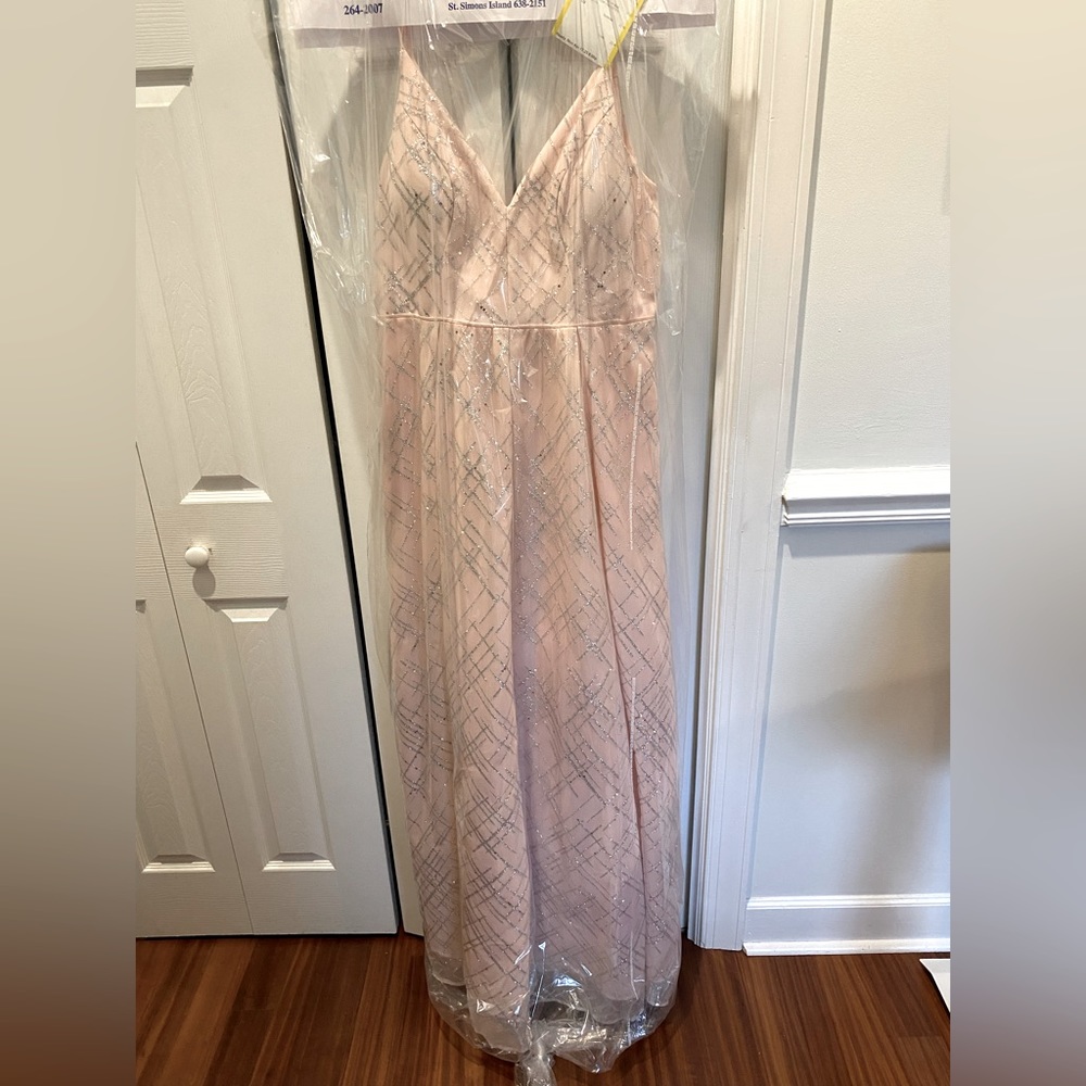 PROM DRESS - Crystal Doll, Pale Pink with Silver Glitter & Gold Sequins, sz. 15